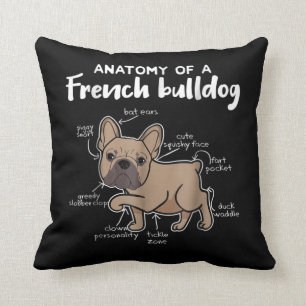 Franskies present Anatomi av en fransk bulldog p Kudde