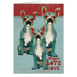 Franskt bulldoggkärlekkort hälsningskort