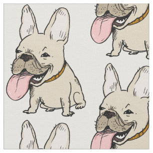 Franskt bulldoggmönster tyg