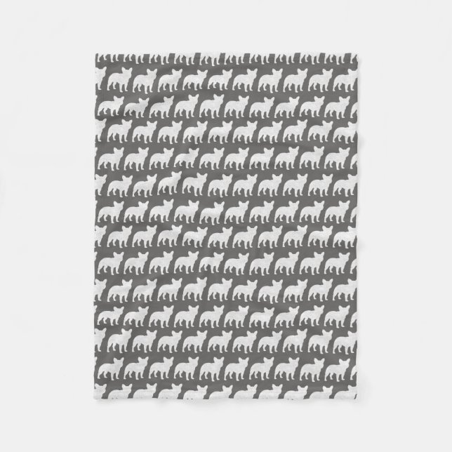 Franskt bulldoggSilhouettesmönster Fleecefilt (Framsidan)