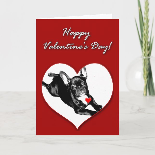 Franskt bulldoggvalentines daykort helgkort (Framsida)