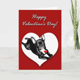 Franskt bulldoggvalentines daykort helgkort