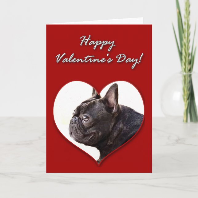 Franskt bulldoggvalentines daykort helgkort (Framsida)