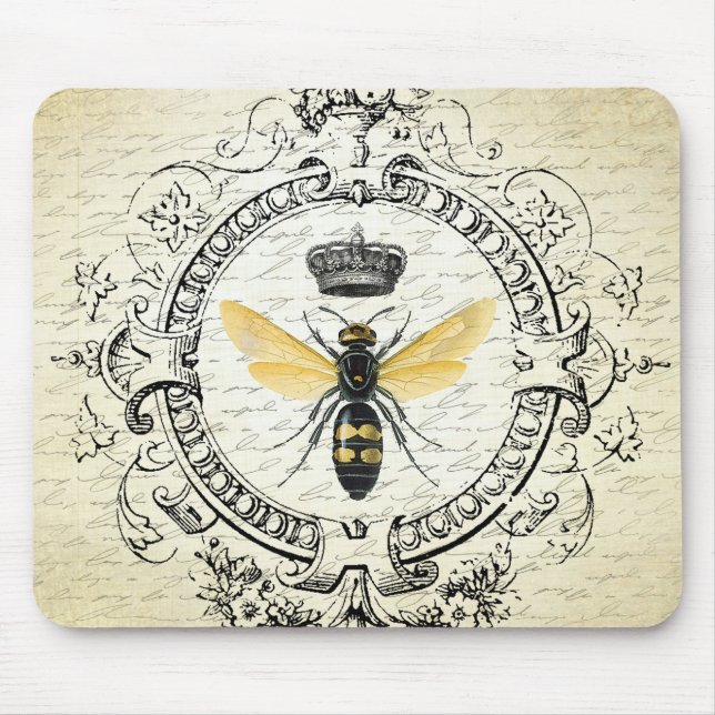 Franskt drottningbi för modern vintage musmatta (Framsidan)