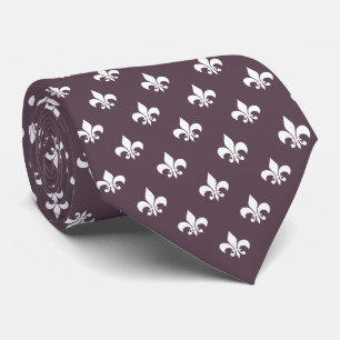 Franskt Fleur de Lis-mönster Mörkt Mauve Lila Slips