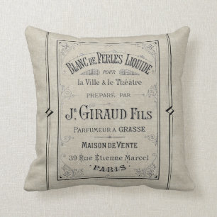 Franskt för Paris för typografiparfymannons linn Kudde