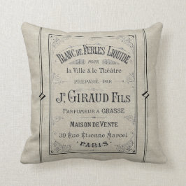 Franskt för Paris för typografiparfymannons linne Kudde