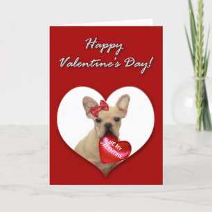 Franskt kort för bulldoggvalpvalentines day