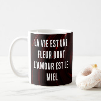Franskt Liv är en blomma där kärlek är honungen Kaffemugg
