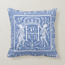 Franskt medeltida H för Chateaublåttbrev Kudde