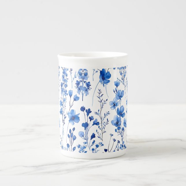 Franskt pappersvildblommor Mönsterdesign-98186 Benporslin Mugg (Framsidan)
