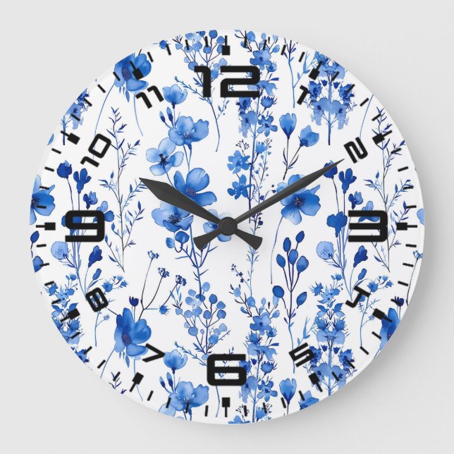 Franskt pappersvildblommor Mönsterdesign-98186 Stor Klocka (Framsida)