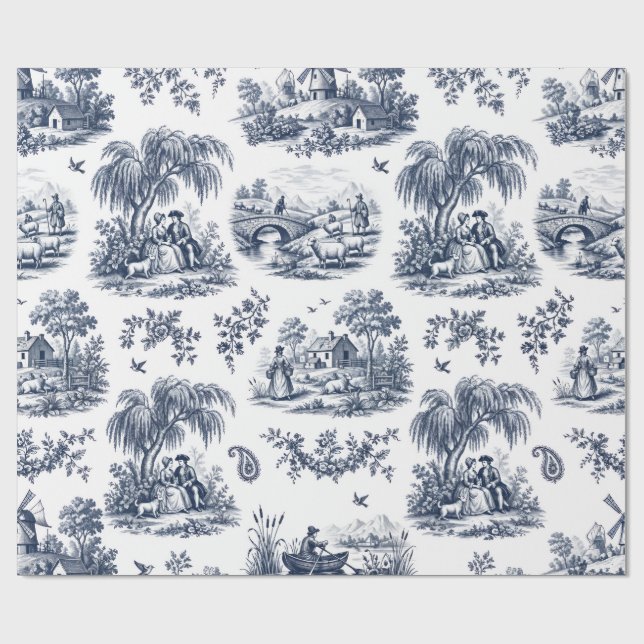 Franskt Toile Presentpapper (Platt)