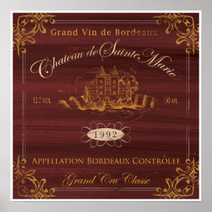 Franskt vin LabelArt: Bordeaux Poster