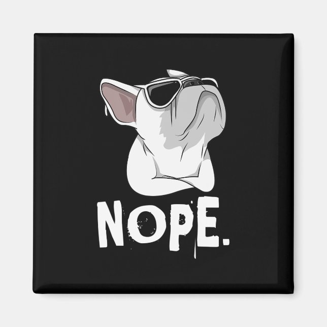 Franskt vitt fransk bulldogg  magnet (Framsidan)