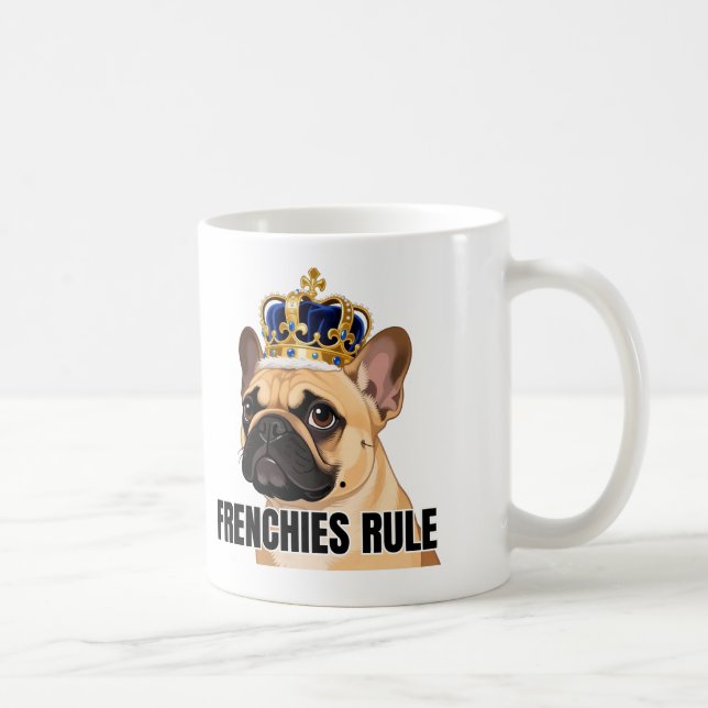Fransktullar Regerar Krönt Fransk Bulldog Konst Kaffemugg (Höger)