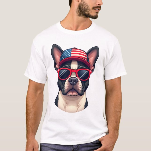 Fransman iförd USA-färger (4) T Shirt (Framsida)