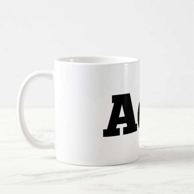 Frånvaro av mugg för vax-/"AoW" logotypkaffe (Vänster)
