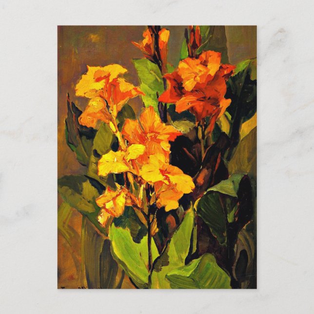 Franz Bischoff - Canna Lilies Vykort (Framsida)