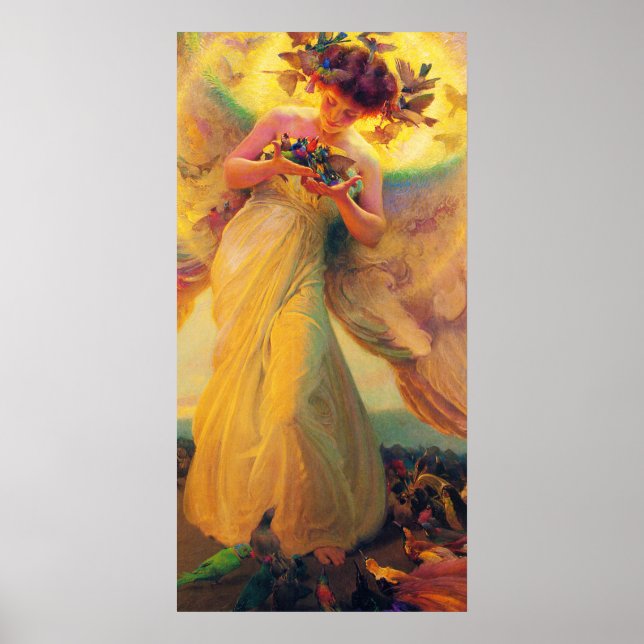 Franz Dvorak - Fågelängel - 1910 Poster (Framsidan)