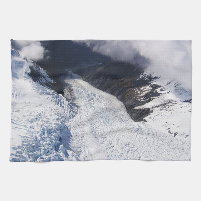 Franz Josef Glacier Aerial View, Nya Zeeland Kökshandduk (Horisontell)