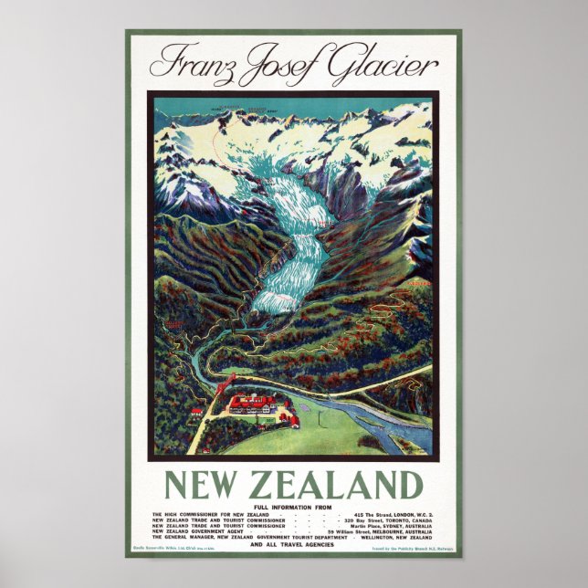 Franz Josef Glacier Vintage resor Poster (Framsidan)