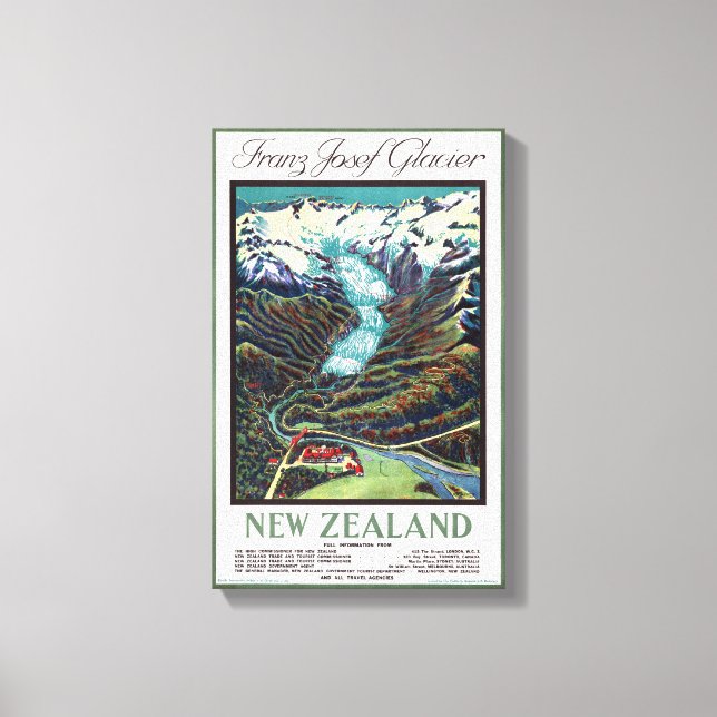Franz Josef Glacier Vintage resor Poster Canvastryck (Framsida)