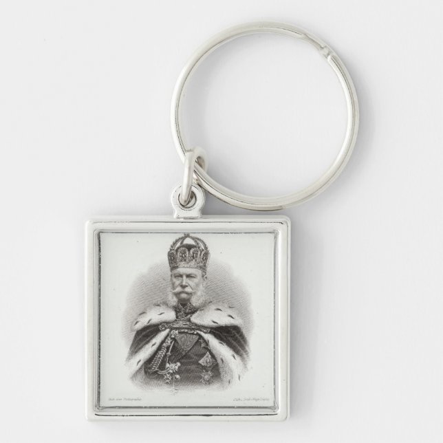 Franz-Joseph mig av Österrike Fyrkantig Silverfärgad Nyckelring (Framsidan)