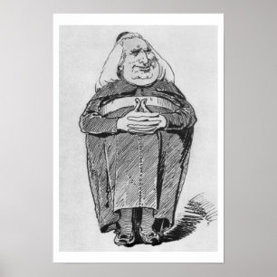 Franz Liszt (1811-86) som abboten, karikatyr från Poster