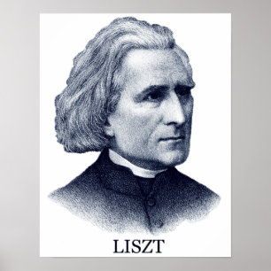 Franz Liszt, blått Poster