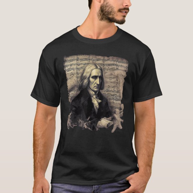 Franz Liszt Music Pianist Piano T Shirt (Framsida)