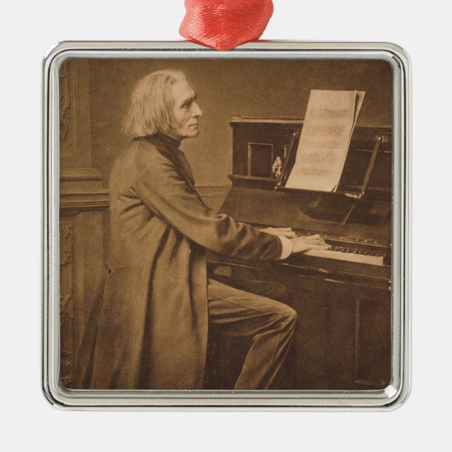 Franz Liszt på pianot Julgransprydnad Metall (Framsidan)