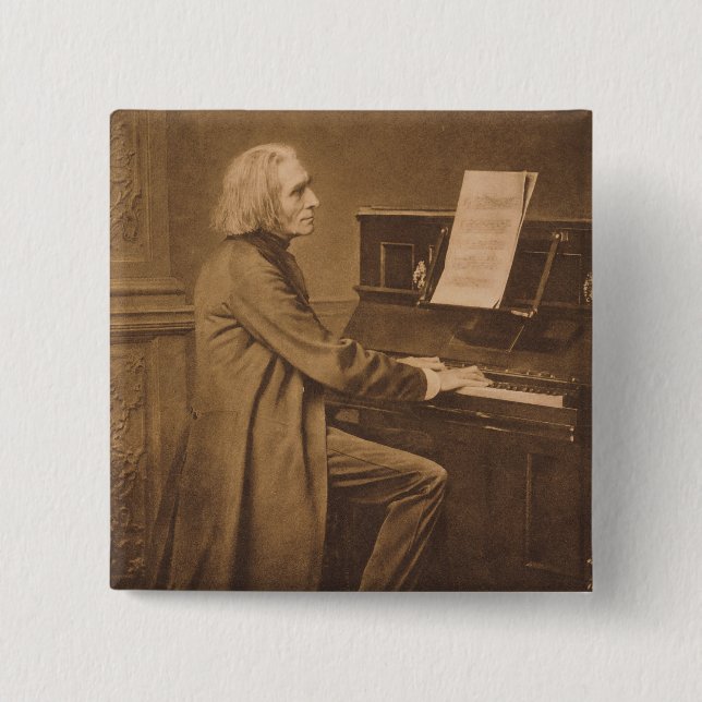 Franz Liszt på pianot Knapp (Framsida)
