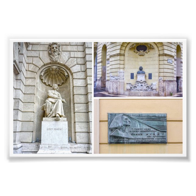 Franz Liszt Sculptures Collage Fototryck (Framsidan)