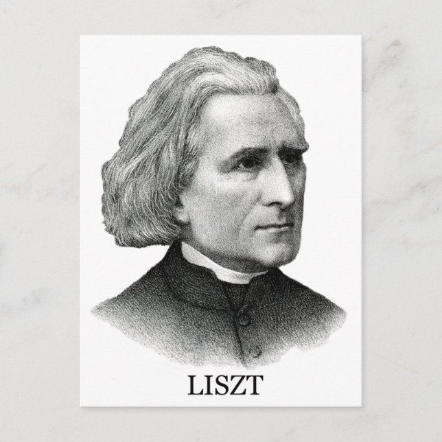 Franz Liszt, svart Vykort (Framsida)