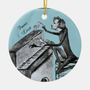 Franz Liszt unik skiss av Maurice Sand 1837 Julgransprydnad Keramik