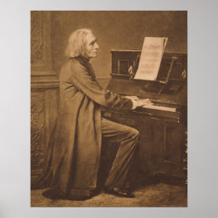 Franz Liszt vid Piano Poster