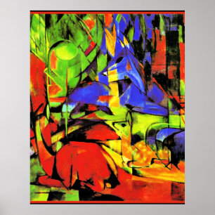 Franz Marc abstrakt-grafik, Fighting Forms Poster