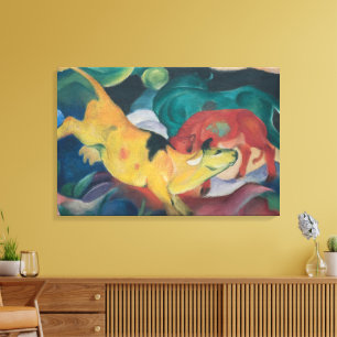 Franz Marc Abstrakt kor Målning Röd Grön Gul Canvastryck
