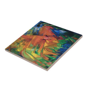 Franz Marc Animals i en liggande färg Kakelplatta