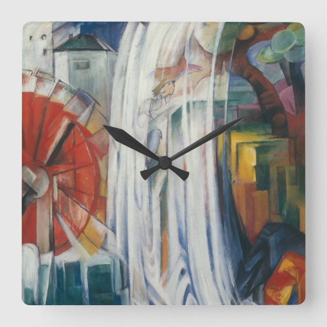 Franz Marc - Bewitched Mill Fyrkantig Klocka (Framsida)