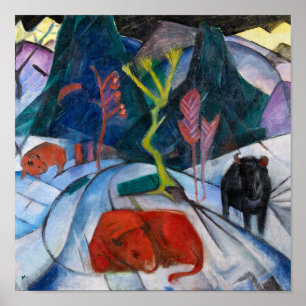 Franz Marc Bison i Winter (rödbison) Poster