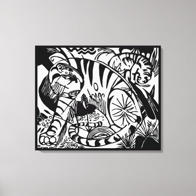 Franz Marc - Black and White Tiger - Abstrakt Art Canvastryck (Framsida)
