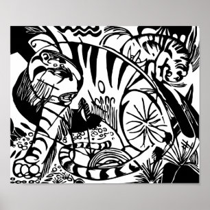 Franz Marc - Black and White Tiger - Abstrakt Art Poster