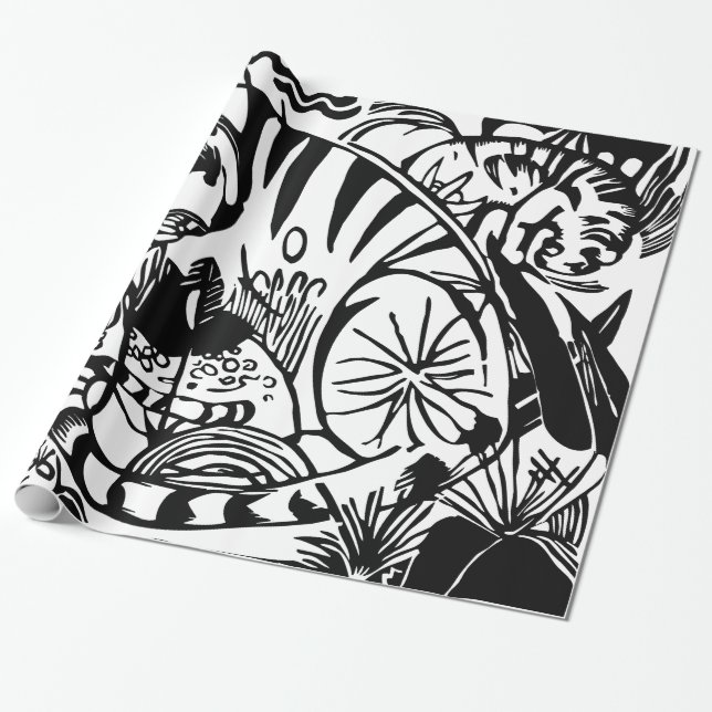 Franz Marc - Black and White Tiger - Abstrakt Art Presentpapper (Utrullad)