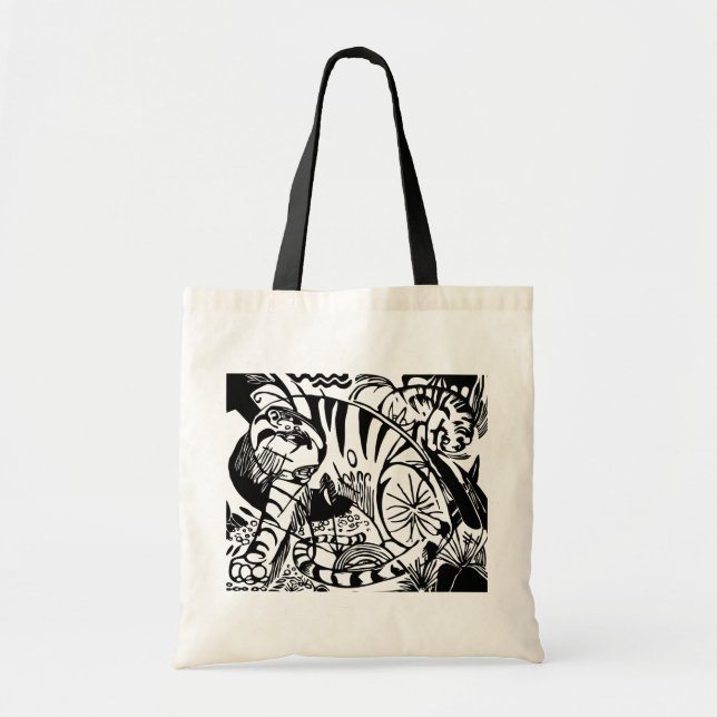 Franz Marc - Black and White Tiger - Abstrakt Art Tygkasse (Framsidan)