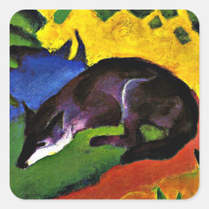 Franz Marc - Blue Fox Fyrkantigt Klistermärke