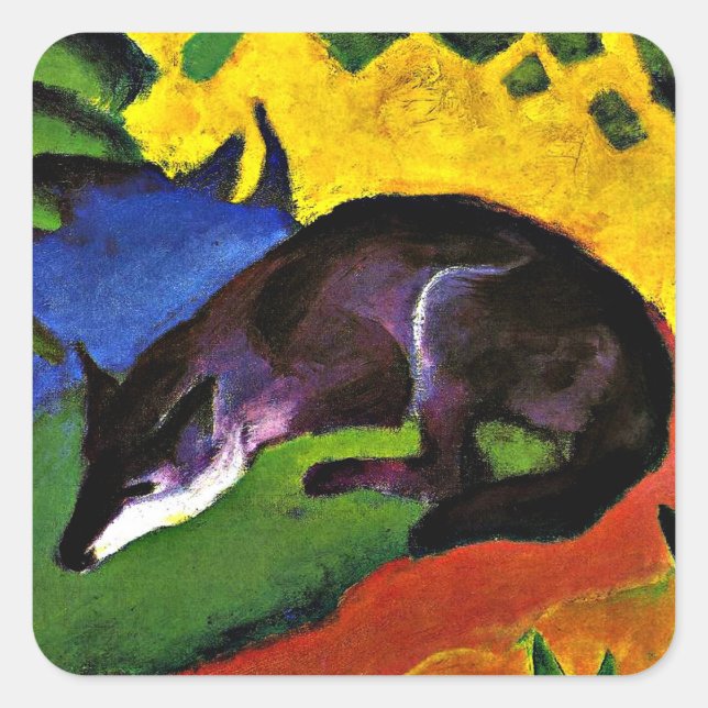 Franz Marc - Blue Fox Fyrkantigt Klistermärke (Framsida)