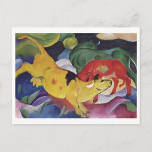 Franz Marc - Cows Red Grönt Gult 1912 Cow Canvas Vykort