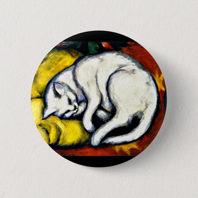 Franz Marc - Den vita katten, finkonst målning, Knapp (Framsida)